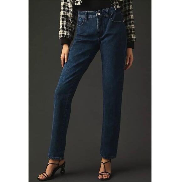 Pilcro Mid Rise Slim Boyfriend Jeans Size 32 Dark Blue Crop Casual Anthropologie - Picture 1 of 14